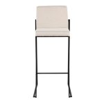 Fuji 30-Inch Black Steel Beige Fabric Contemporary Barstool (Set of 3)