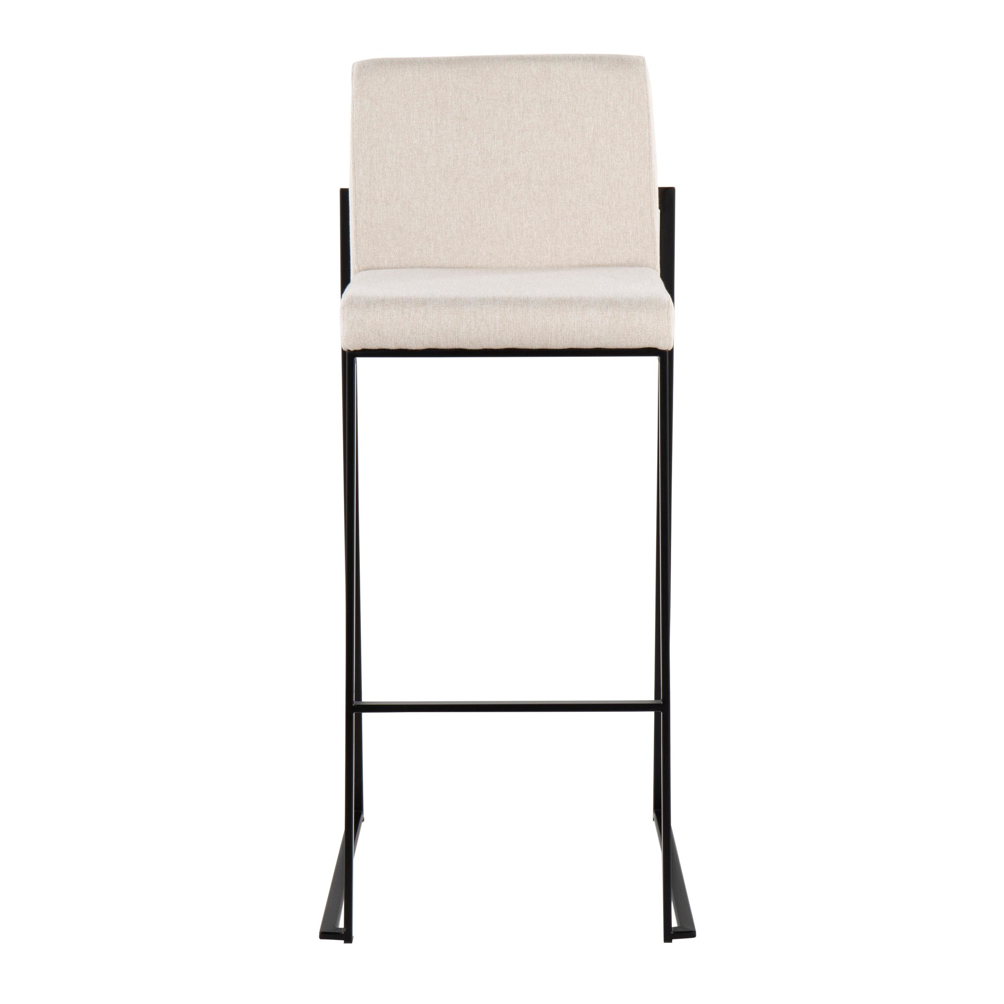 Fuji 30-Inch Black Steel Beige Fabric Contemporary Barstool (Set of 3) 7 Fuji 30-Inch Black Steel Beige Fabric Contemporary Barstool (Set of 3) - Image 7