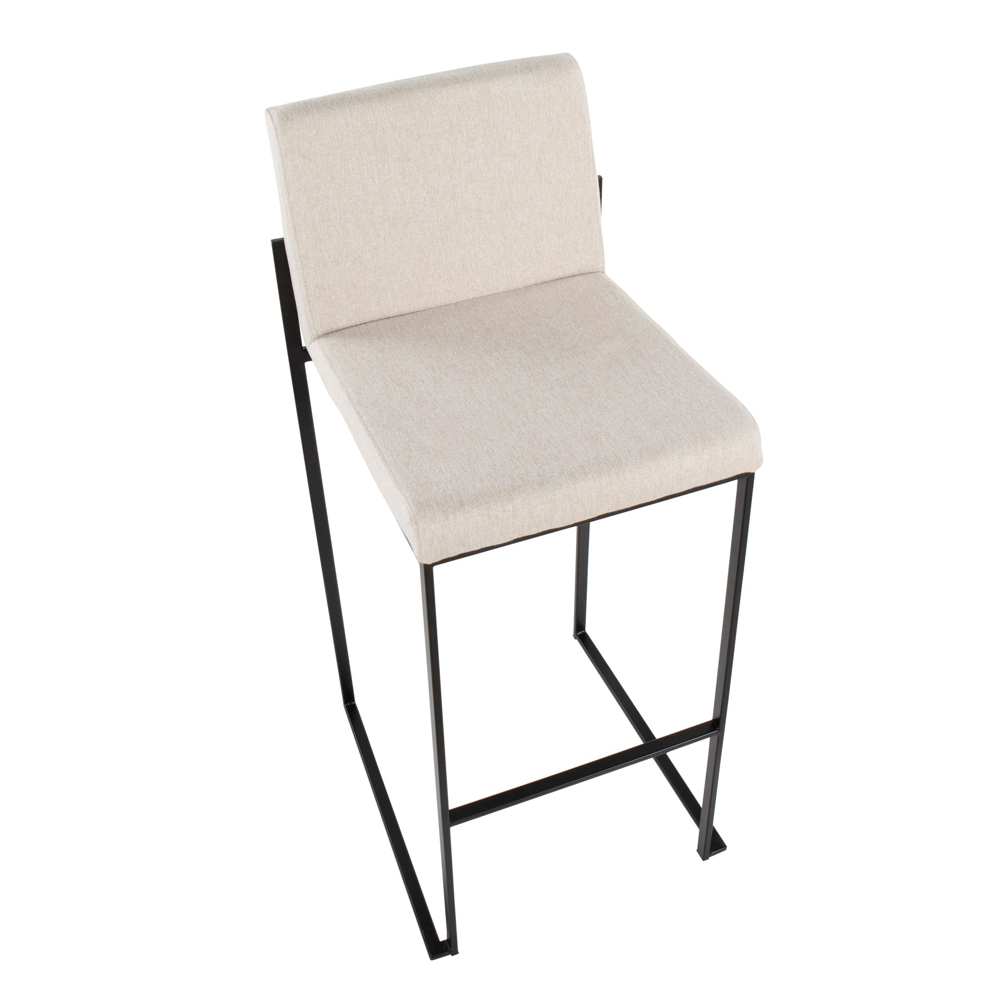 Fuji 30-Inch Black Steel Beige Fabric Contemporary Barstool (Set of 3) 8 Fuji 30-Inch Black Steel Beige Fabric Contemporary Barstool (Set of 3) - Image 8