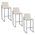 Fuji 30-Inch Black Steel Beige Fabric Contemporary Barstool (Set of 3)