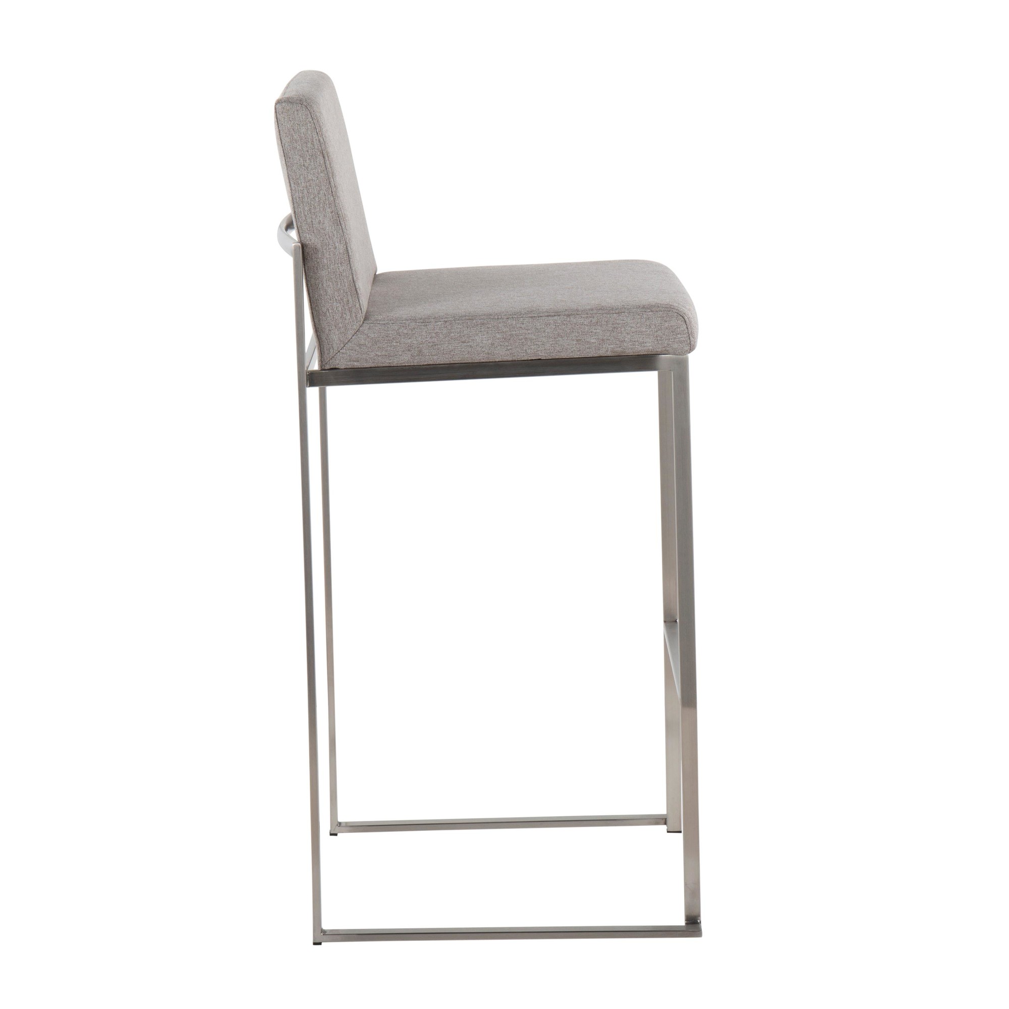 Fuji 30 Stainless Steel Grey Fabric Contemporary Barstool (Set of 3) 4 Fuji 30 Stainless Steel Grey Fabric Contemporary Barstool (Set of 3) - Image 4