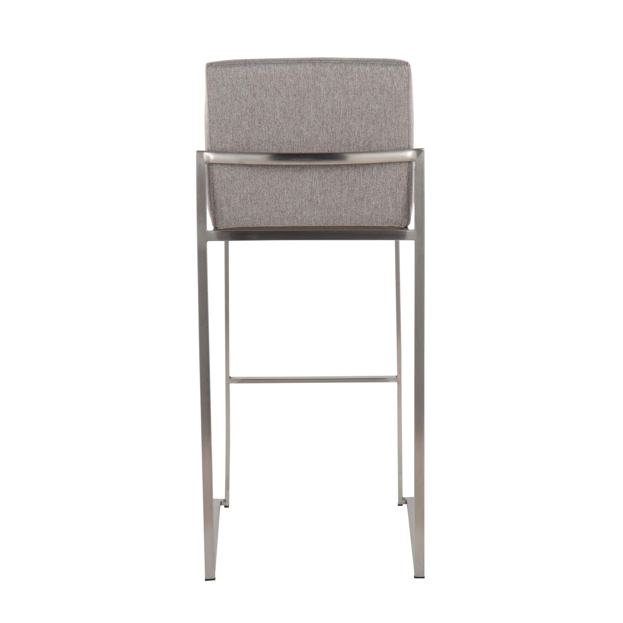 Fuji 30 Stainless Steel Grey Fabric Contemporary Barstool (Set of 3) 6 Fuji 30 Stainless Steel Grey Fabric Contemporary Barstool (Set of 3) - Image 6