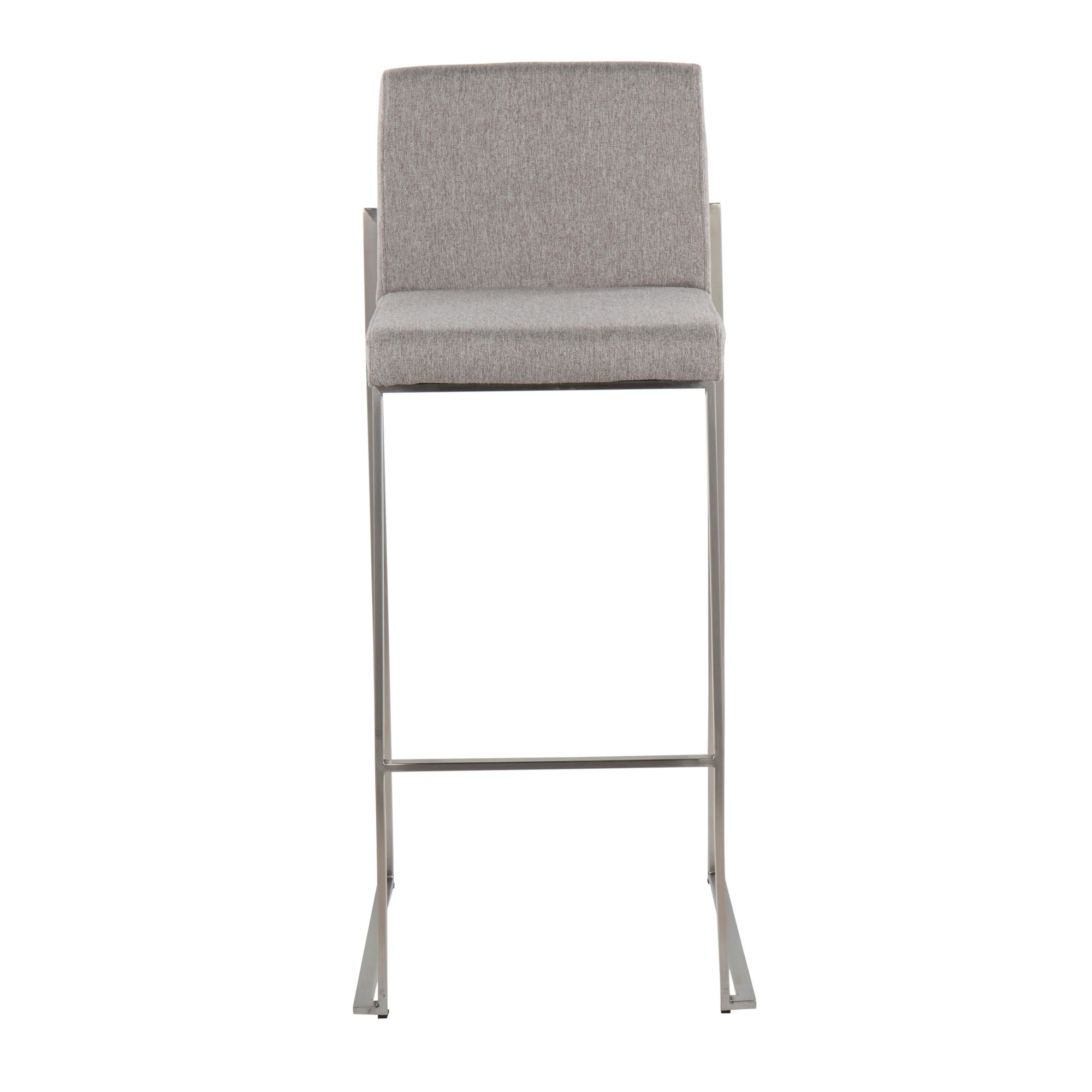 Fuji 30 Stainless Steel Grey Fabric Contemporary Barstool (Set of 3) 7 Fuji 30 Stainless Steel Grey Fabric Contemporary Barstool (Set of 3) - Image 7