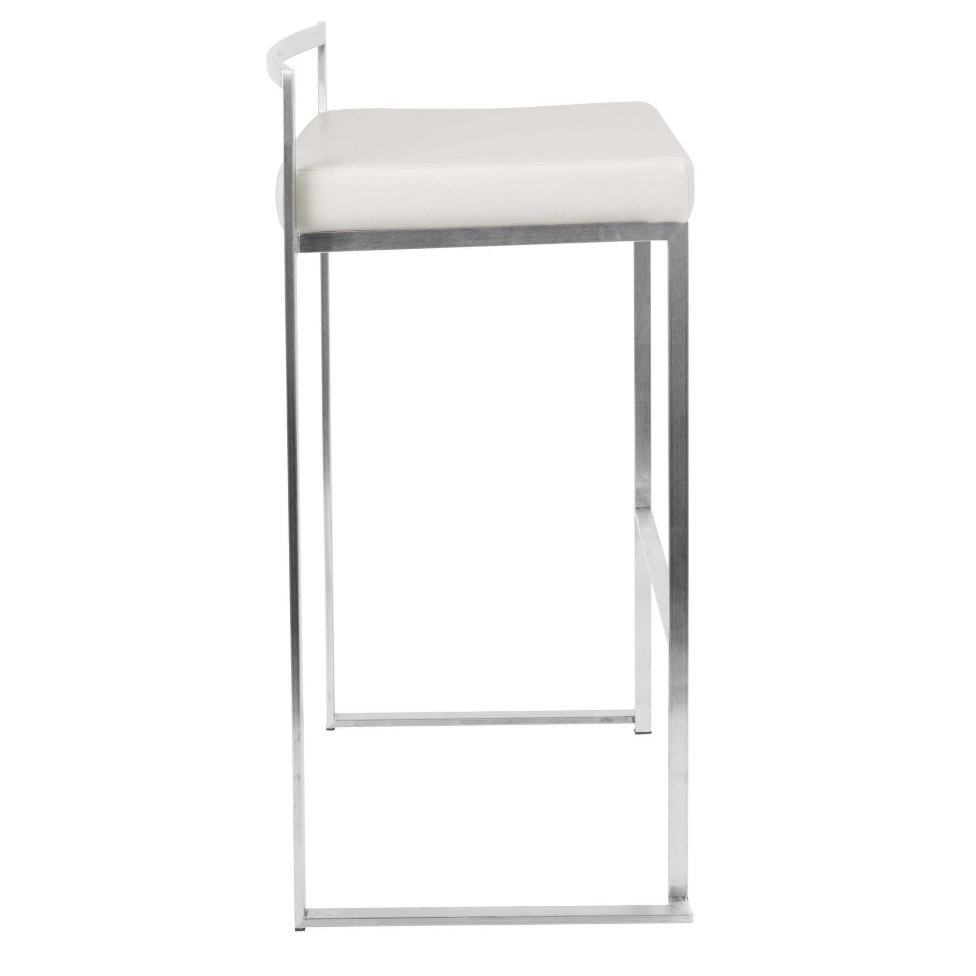Fuji 30 Stainless Steel White Contemporary Barstool (Set of 3) 3 Fuji 30 Stainless Steel White Contemporary Barstool (Set of 3) - Image 3