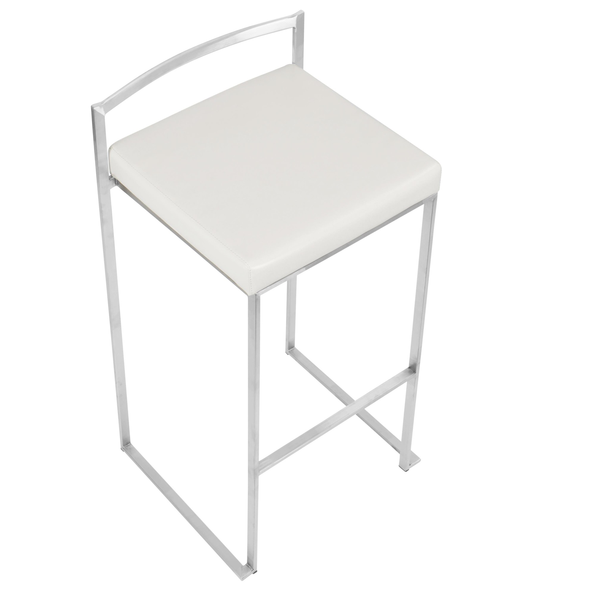 Fuji 30 Stainless Steel White Contemporary Barstool (Set of 3) 7 Fuji 30 Stainless Steel White Contemporary Barstool (Set of 3) - Image 7