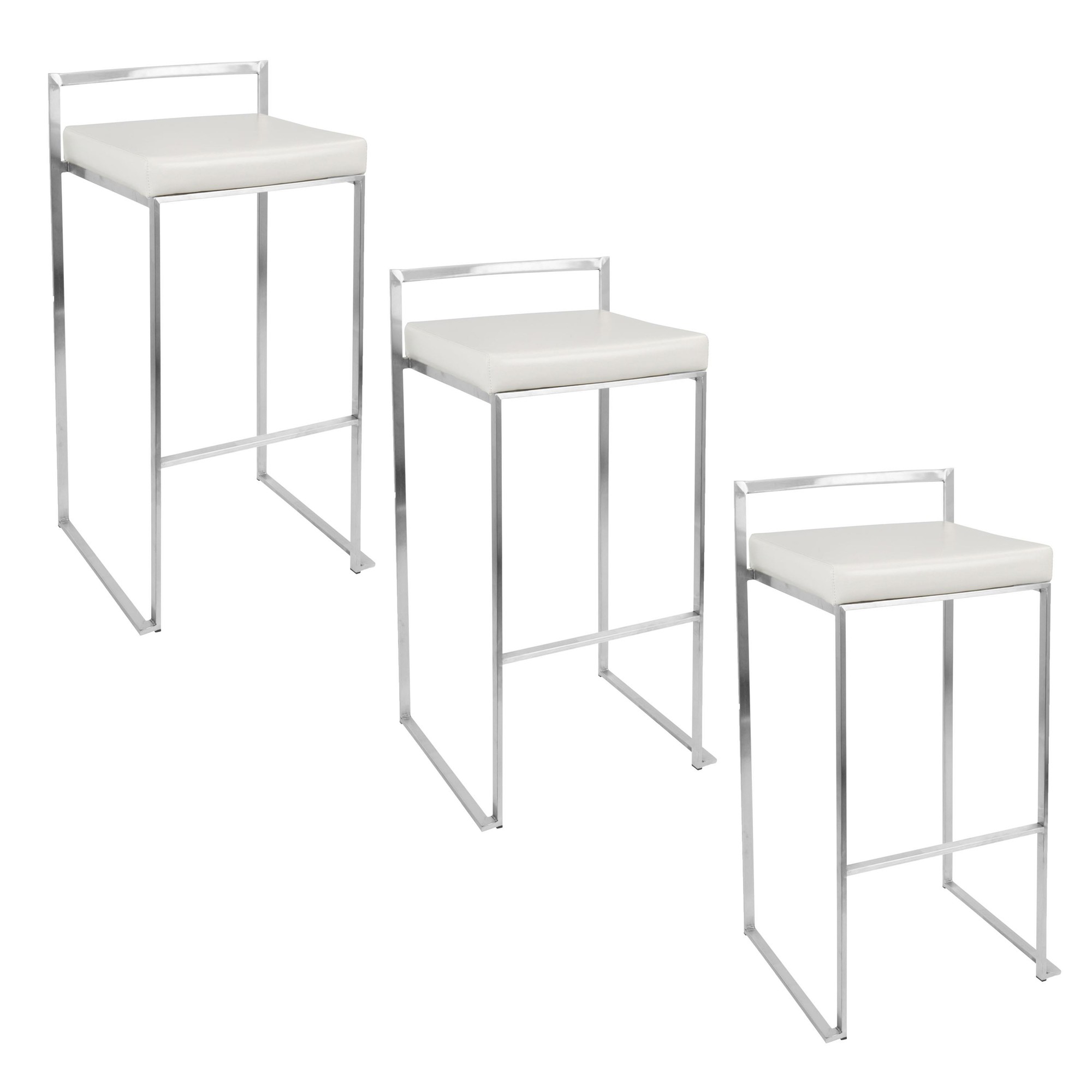 Fuji 30 Stainless Steel White Contemporary Barstool (Set of 3) 8 Fuji 30 Stainless Steel White Contemporary Barstool (Set of 3) - Image 8