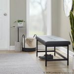 Fuji 44-Inch Contemporary Black Metal Grey Faux Leather Bench 11 Fuji 44-Inch Contemporary Black Metal Grey Faux Leather Bench