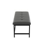 Fuji 44-Inch Contemporary Black Metal Grey Faux Leather Bench 14 Fuji 44-Inch Contemporary Black Metal Grey Faux Leather Bench