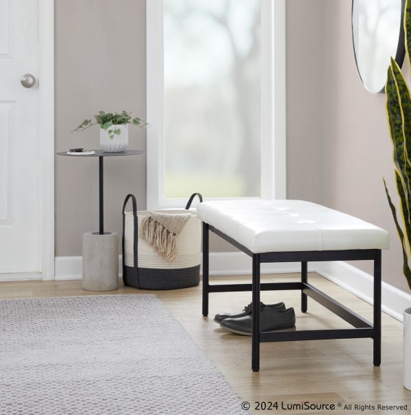 Fuji 44 Inch Contemporary Black Metal and White Bench 1