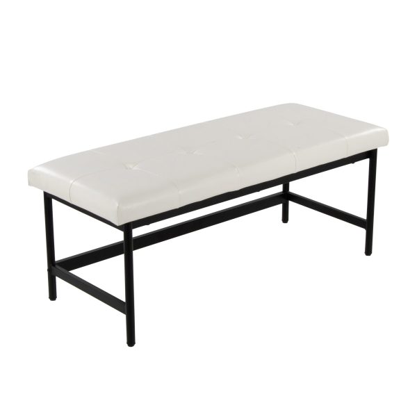 Fuji 44 Inch Contemporary Black Metal and White Bench 2