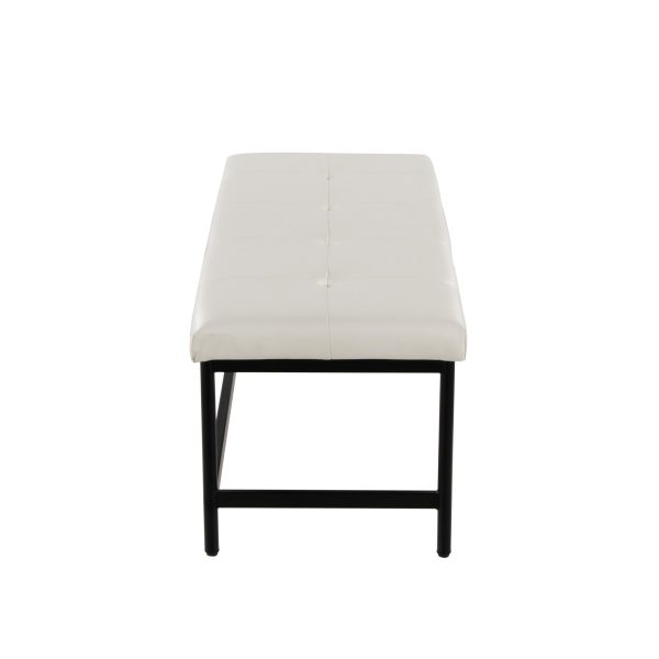 Fuji 44 Inch Contemporary Black Metal and White Bench 3