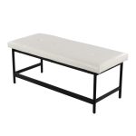 Fuji 44-Inch Contemporary Black Metal and White Bench 15 Fuji 44-Inch Contemporary Black Metal and White Bench