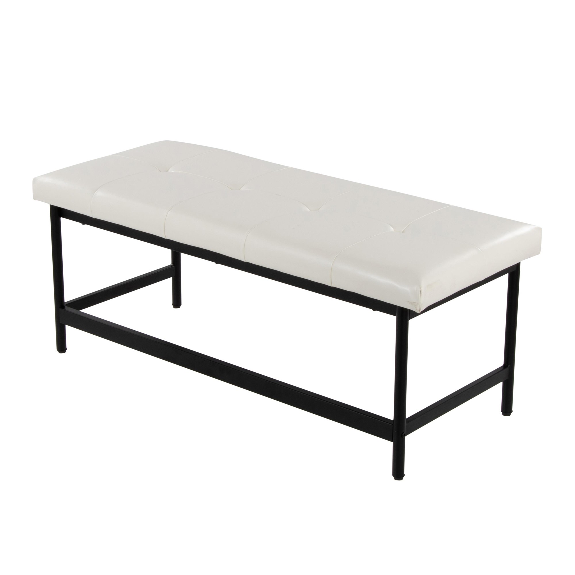 Fuji 44-Inch Contemporary Black Metal and White Bench 5 Fuji 44-Inch Contemporary Black Metal and White Bench - Image 5
