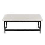 Fuji 44-Inch Contemporary Black Metal and White Bench 16 Fuji 44-Inch Contemporary Black Metal and White Bench