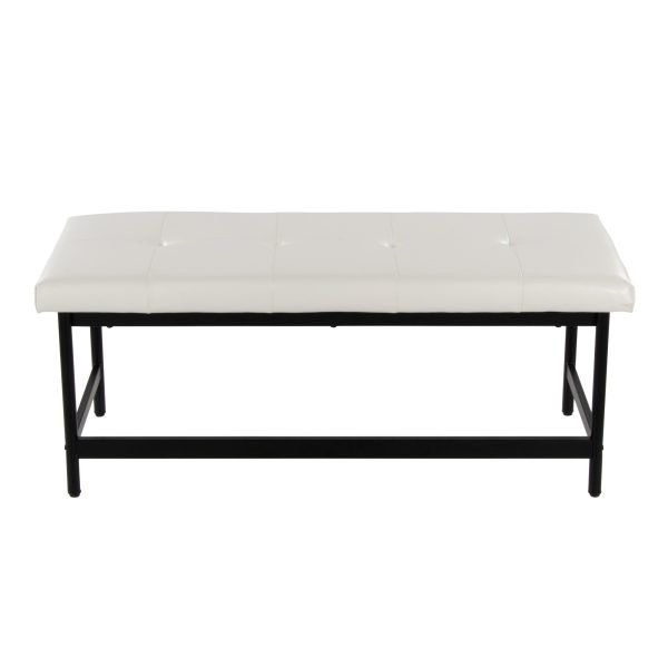 Fuji 44 Inch Contemporary Black Metal and White Bench 5