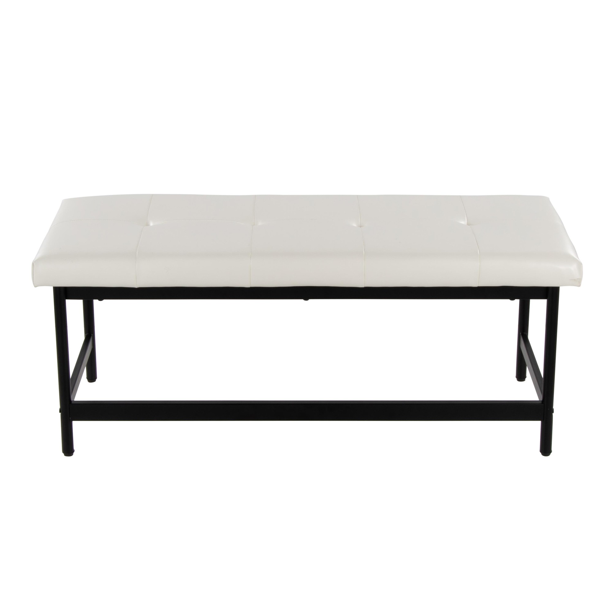 Fuji 44-Inch Contemporary Black Metal and White Bench 6 Fuji 44-Inch Contemporary Black Metal and White Bench - Image 6