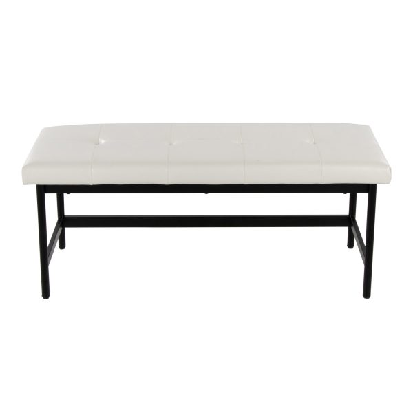 Fuji 44 Inch Contemporary Black Metal and White Bench 6