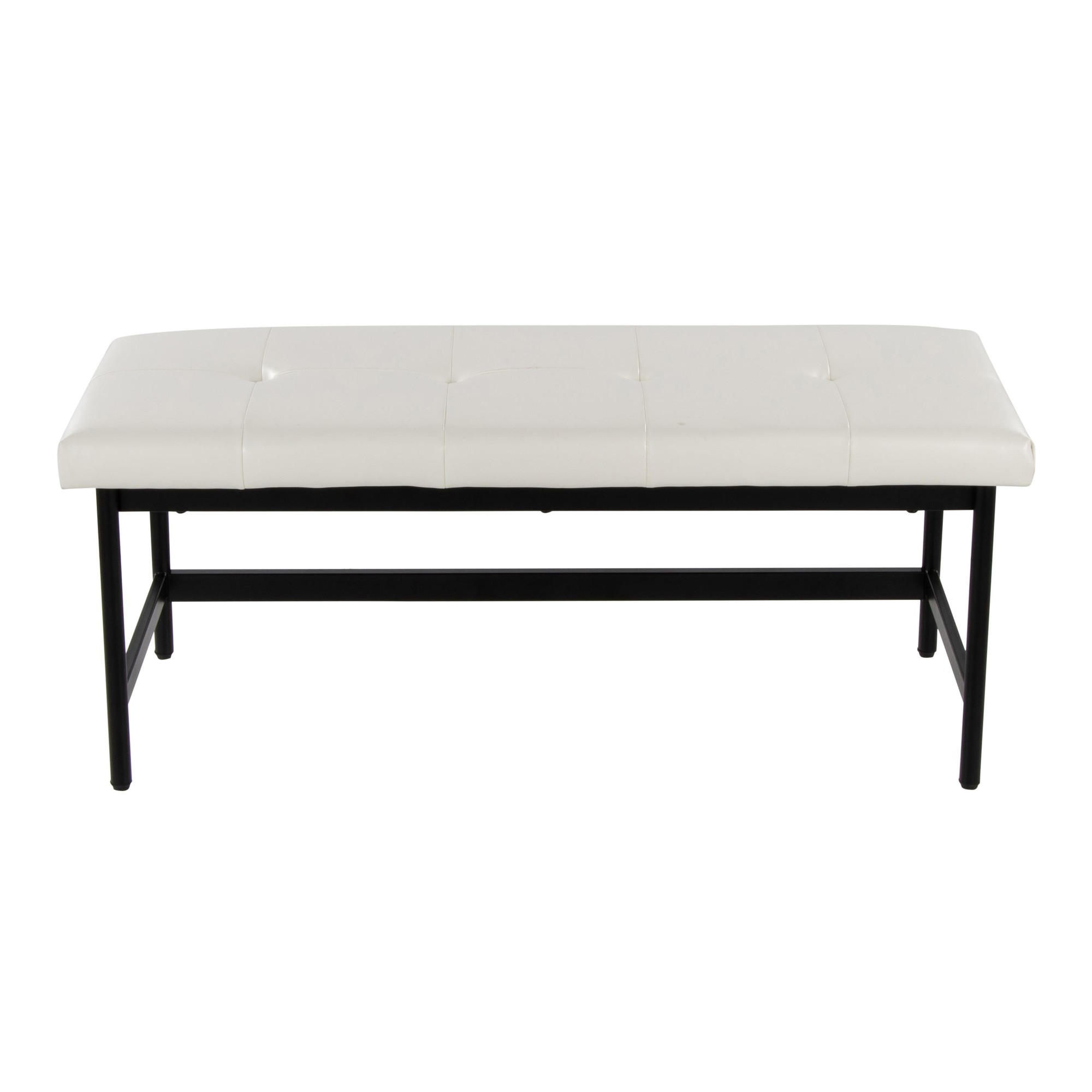 Fuji 44-Inch Contemporary Black Metal and White Bench 7 Fuji 44-Inch Contemporary Black Metal and White Bench - Image 7