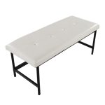 Fuji 44-Inch Contemporary Black Metal and White Bench 18 Fuji 44-Inch Contemporary Black Metal and White Bench
