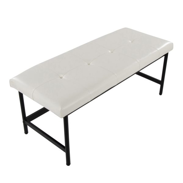 Fuji 44 Inch Contemporary Black Metal and White Bench 7