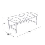 Fuji 44-Inch Contemporary Black Metal and White Bench 19 Fuji 44-Inch Contemporary Black Metal and White Bench