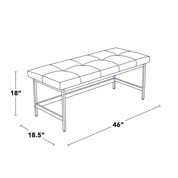 Fuji 44 Inch Contemporary Black Metal and White Bench 8