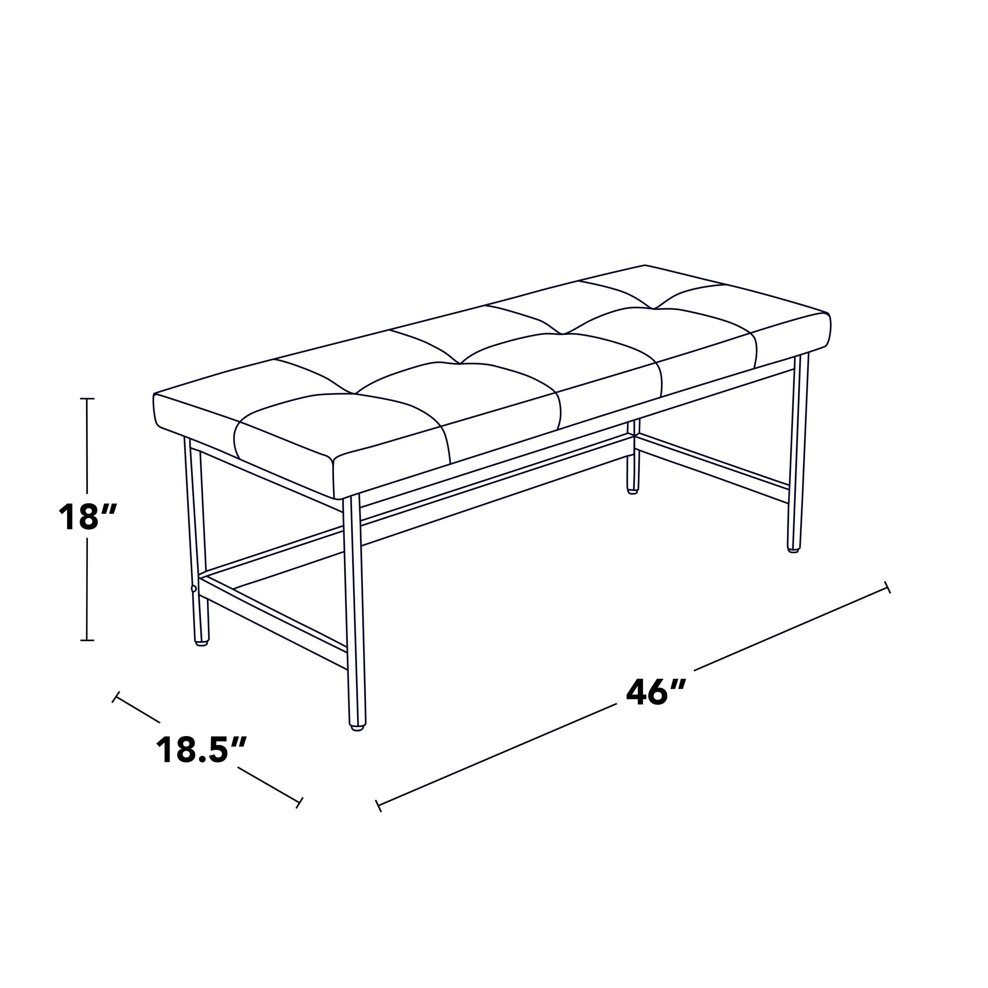 Fuji 44-Inch Contemporary Black Metal and White Bench 9 Fuji 44-Inch Contemporary Black Metal and White Bench - Image 9