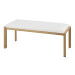Fuji 46-Inch Contemporary White Faux Leather Bench Gold Metal Frame 17 Fuji 46-Inch Contemporary White Faux Leather Bench Gold Metal Frame