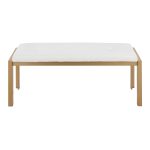 Fuji 46-Inch Contemporary White Faux Leather Bench Gold Metal Frame 18 Fuji 46-Inch Contemporary White Faux Leather Bench Gold Metal Frame