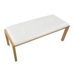 Fuji 46-Inch Contemporary White Faux Leather Bench Gold Metal Frame 19 Fuji 46-Inch Contemporary White Faux Leather Bench Gold Metal Frame