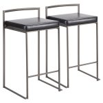 Fuji Antique Black Faux Leather Industrial Counter Stools (Set of 2) 15 Fuji Antique Black Faux Leather Industrial Counter Stools (Set of 2)