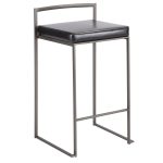 Fuji Antique Black Faux Leather Industrial Counter Stools (Set of 2) 16 Fuji Antique Black Faux Leather Industrial Counter Stools (Set of 2)