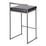 Fuji Antique Black Faux Leather Industrial Counter Stools (Set of 2) 18 Fuji Antique Black Faux Leather Industrial Counter Stools (Set of 2)