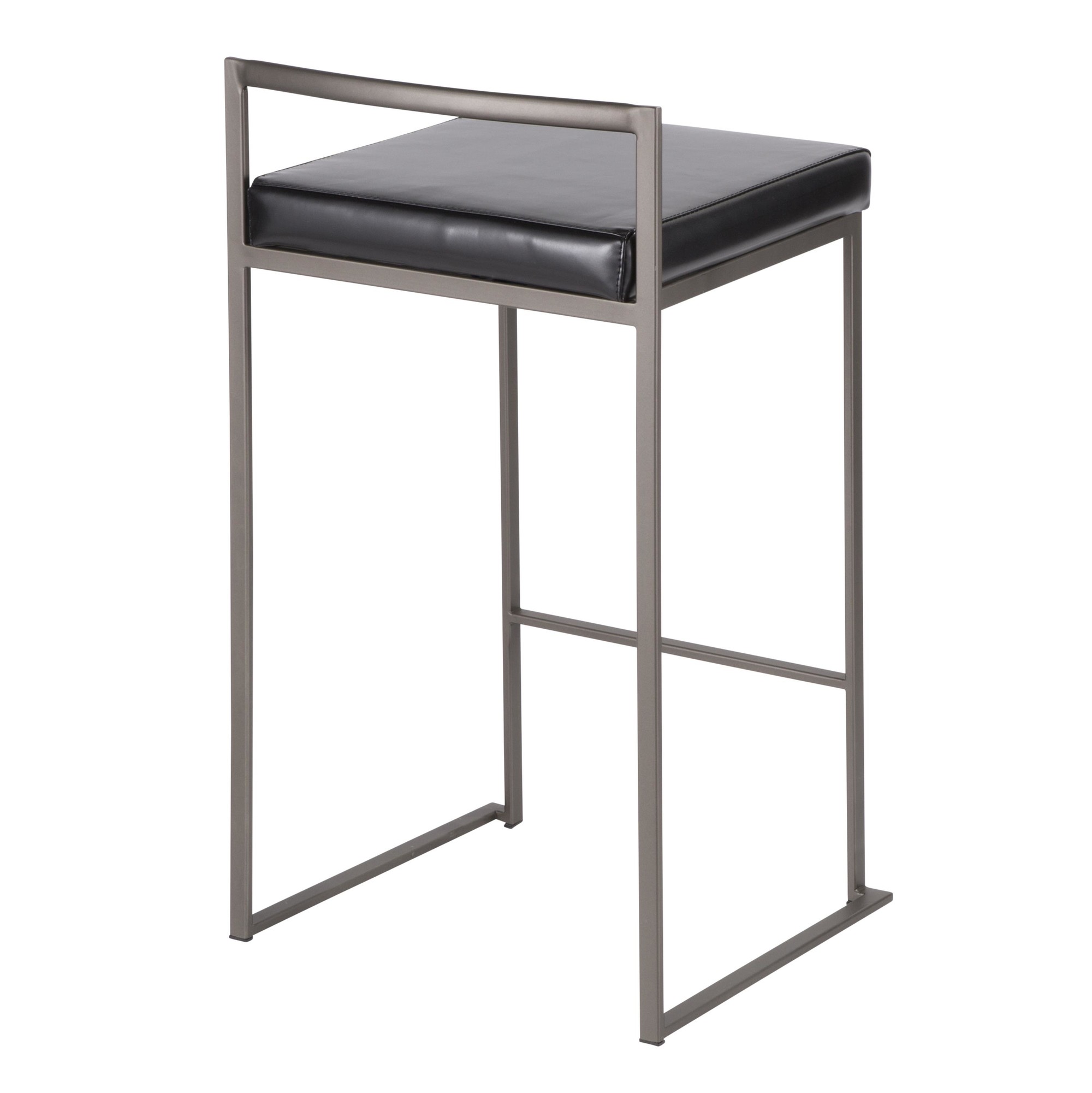 Fuji Antique Black Faux Leather Industrial Counter Stools (Set of 2) 7 Fuji Antique Black Faux Leather Industrial Counter Stools (Set of 2) - Image 7
