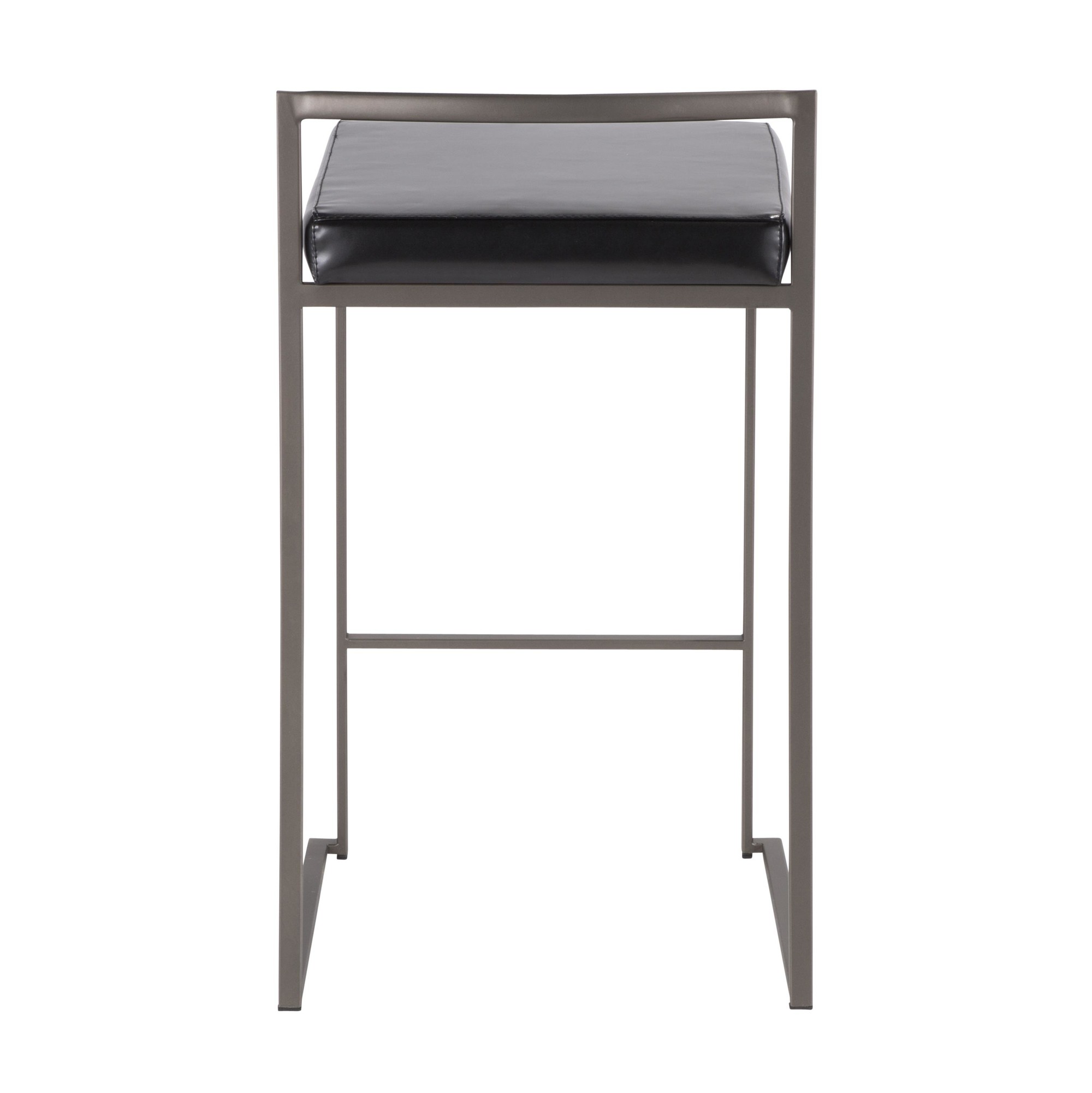 Fuji Antique Black Faux Leather Industrial Counter Stools (Set of 2) 8 Fuji Antique Black Faux Leather Industrial Counter Stools (Set of 2) - Image 8