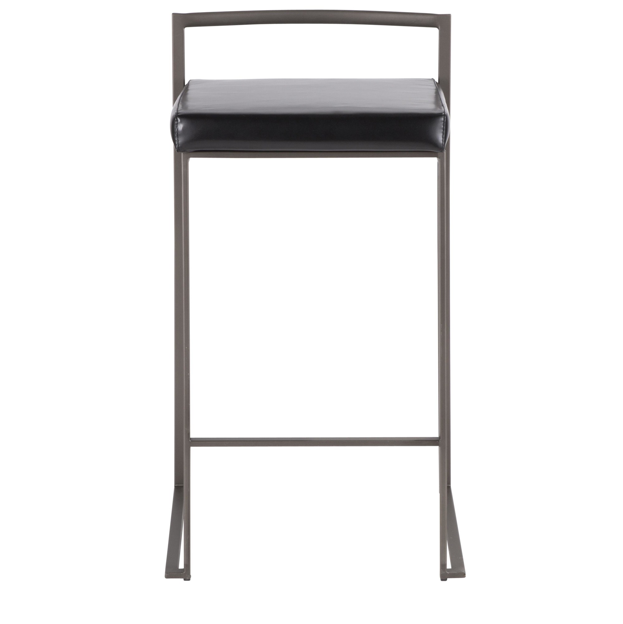 Fuji Antique Black Faux Leather Industrial Counter Stools (Set of 2) 9 Fuji Antique Black Faux Leather Industrial Counter Stools (Set of 2) - Image 9