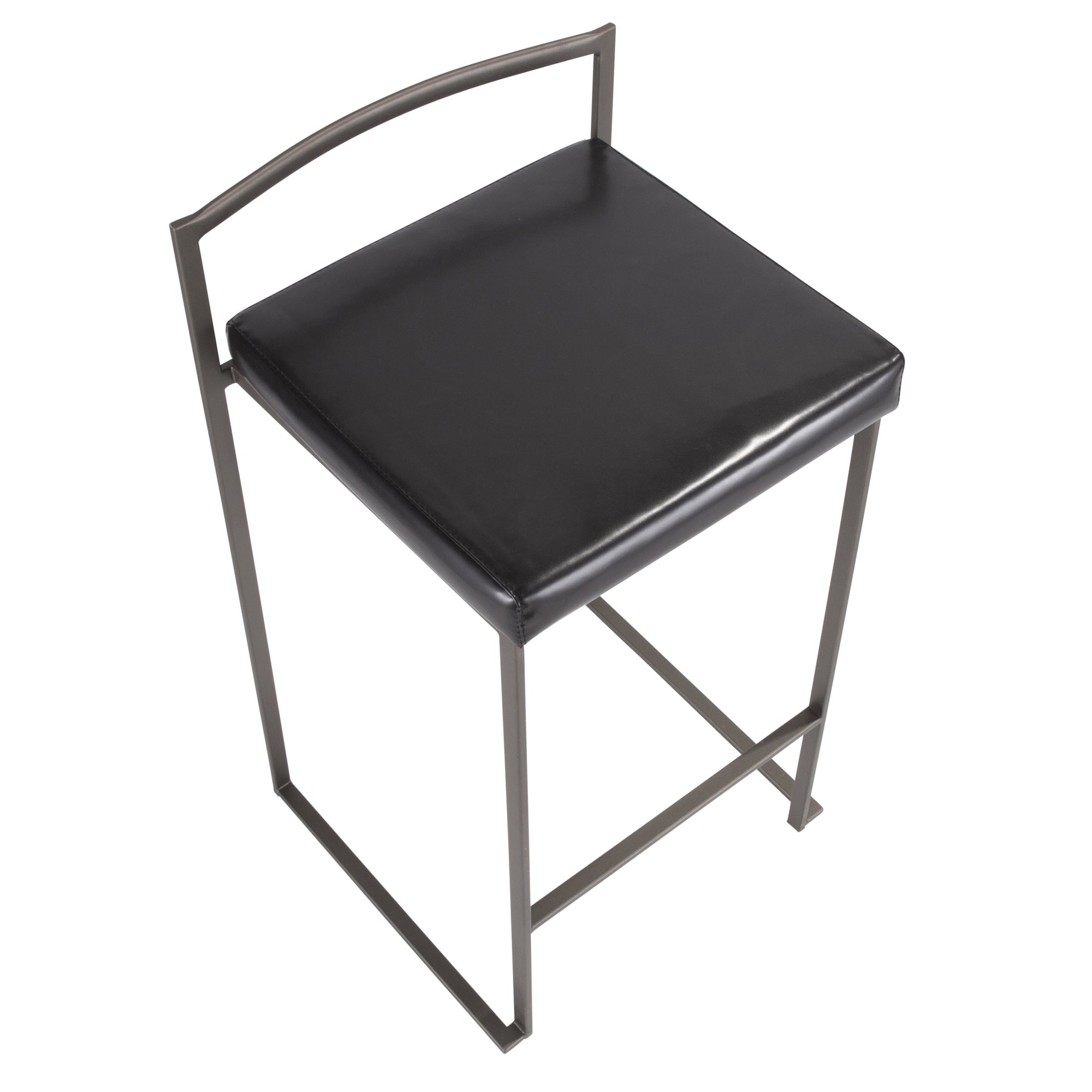 Fuji Antique Black Faux Leather Industrial Counter Stools (Set of 2) 10 Fuji Antique Black Faux Leather Industrial Counter Stools (Set of 2) - Image 10