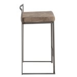 Fuji Antique Brown Cowboy Fabric Industrial Counter Stools (Set of 2) 17 Fuji Antique Brown Cowboy Fabric Industrial Counter Stools (Set of 2)