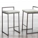 Fuji Antique Industrial Light Grey Cowboy Fabric Counter Stools (Set of 2) 12 Fuji Antique Industrial Light Grey Cowboy Fabric Counter Stools (Set of 2)