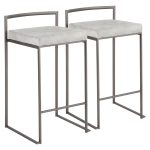 Fuji Antique Industrial Light Grey Cowboy Fabric Counter Stools (Set of 2) 15 Fuji Antique Industrial Light Grey Cowboy Fabric Counter Stools (Set of 2)