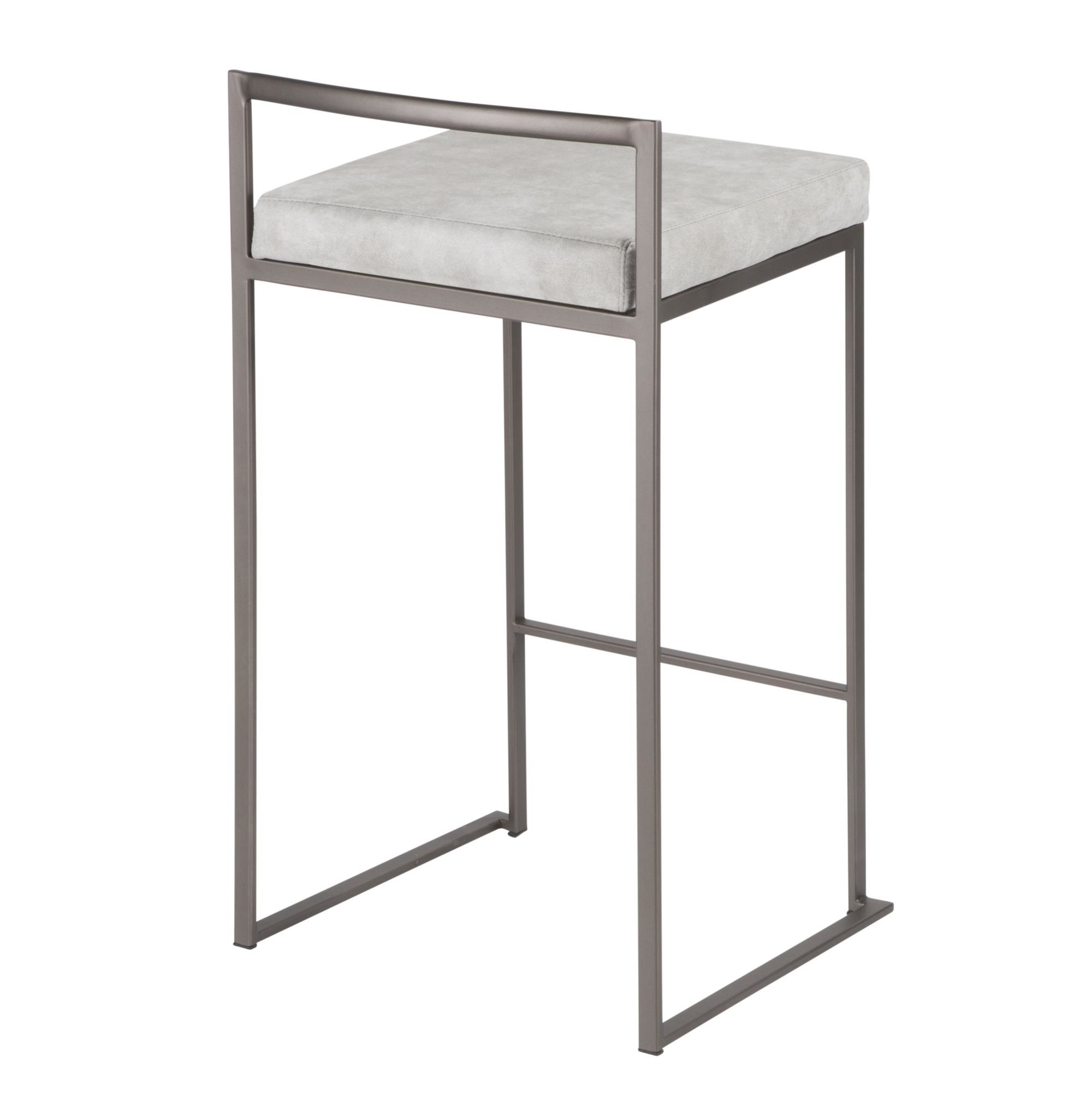 Fuji Antique Industrial Light Grey Cowboy Fabric Counter Stools (Set of 2) 7 Fuji Antique Industrial Light Grey Cowboy Fabric Counter Stools (Set of 2) - Image 7