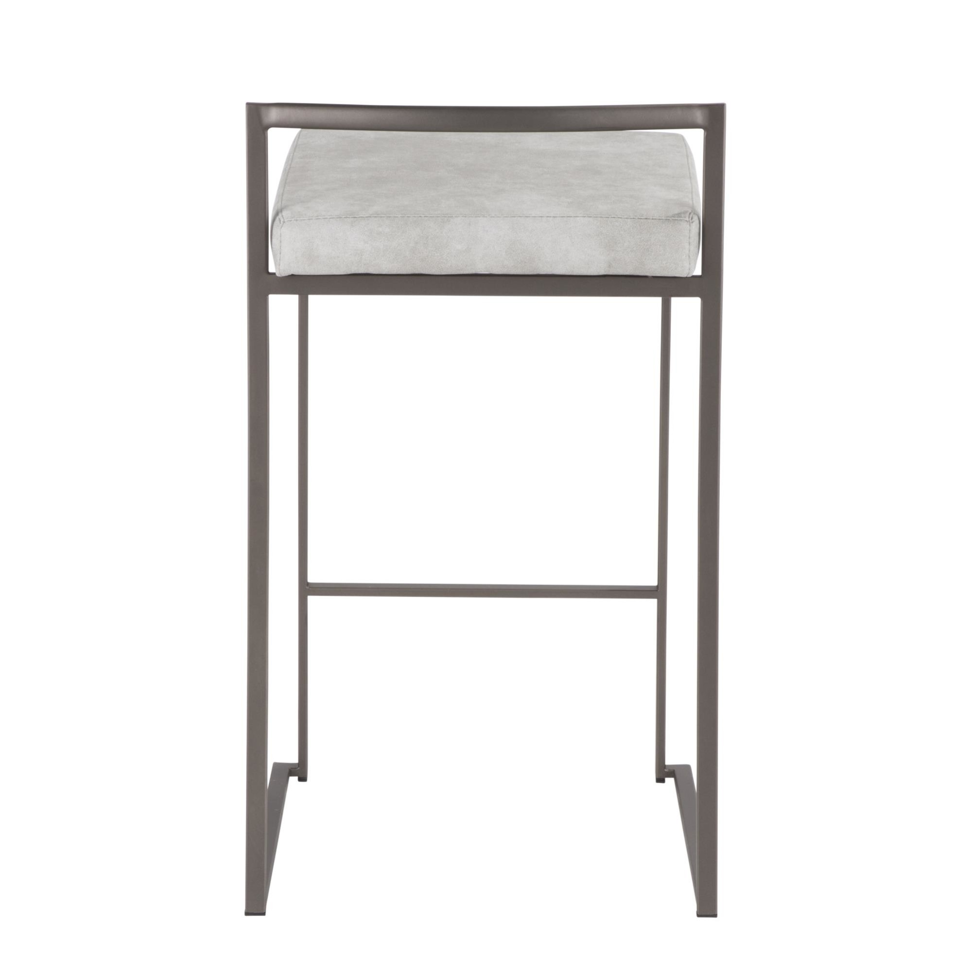 Fuji Antique Industrial Light Grey Cowboy Fabric Counter Stools (Set of 2) 8 Fuji Antique Industrial Light Grey Cowboy Fabric Counter Stools (Set of 2) - Image 8