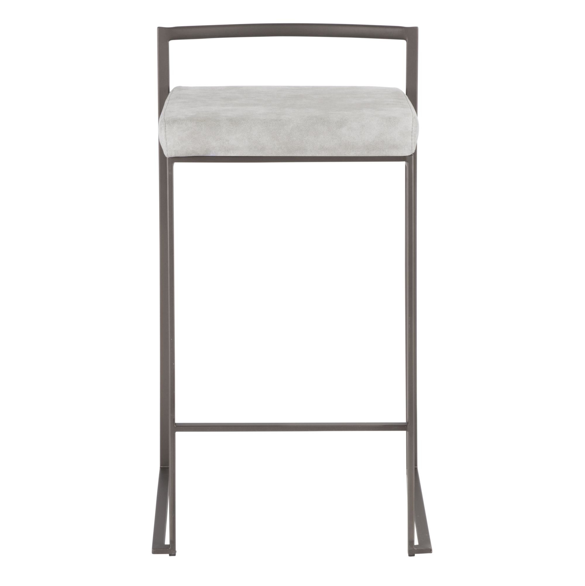 Fuji Antique Industrial Light Grey Cowboy Fabric Counter Stools (Set of 2) 9 Fuji Antique Industrial Light Grey Cowboy Fabric Counter Stools (Set of 2) - Image 9