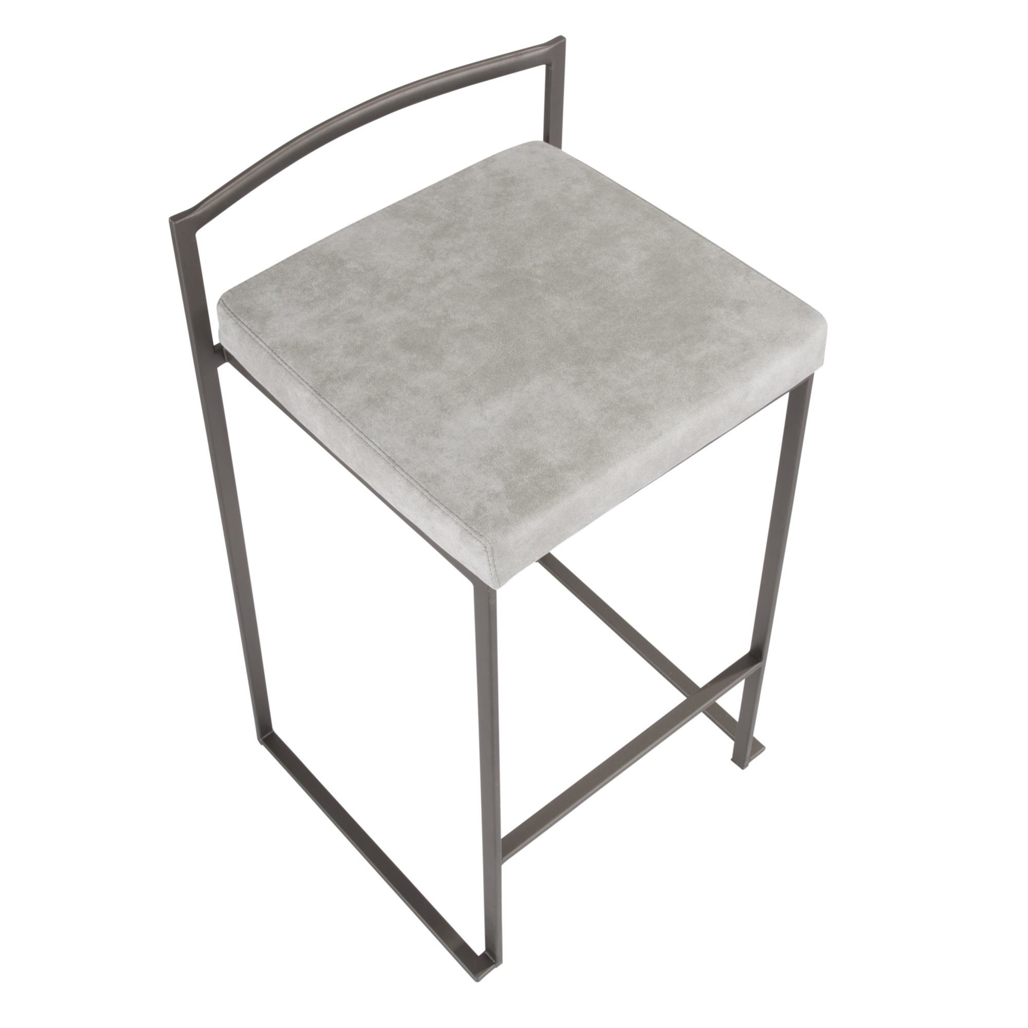 Fuji Antique Industrial Light Grey Cowboy Fabric Counter Stools (Set of 2) 10 Fuji Antique Industrial Light Grey Cowboy Fabric Counter Stools (Set of 2) - Image 10