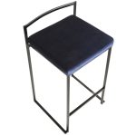 Fuji Black Contemporary Blue Velvet Stackable Counter Stools (Set of 2)