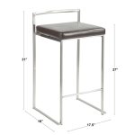 Fuji Black Contemporary Blue Velvet Stackable Counter Stools (Set of 2)