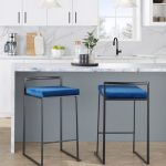Fuji Black Contemporary Blue Velvet Stackable Counter Stools (Set of 2)