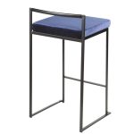 Fuji Black Contemporary Blue Velvet Stackable Counter Stools (Set of 2)