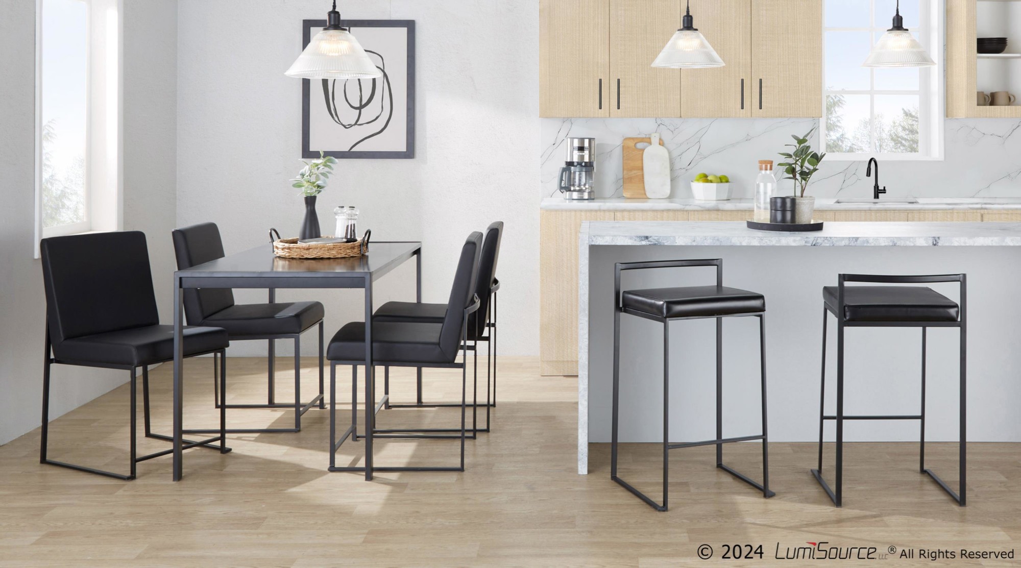 Fuji Black Contemporary Stackable Counter Stools (Set of 2) 5 Fuji Black Contemporary Stackable Counter Stools (Set of 2) - Image 5