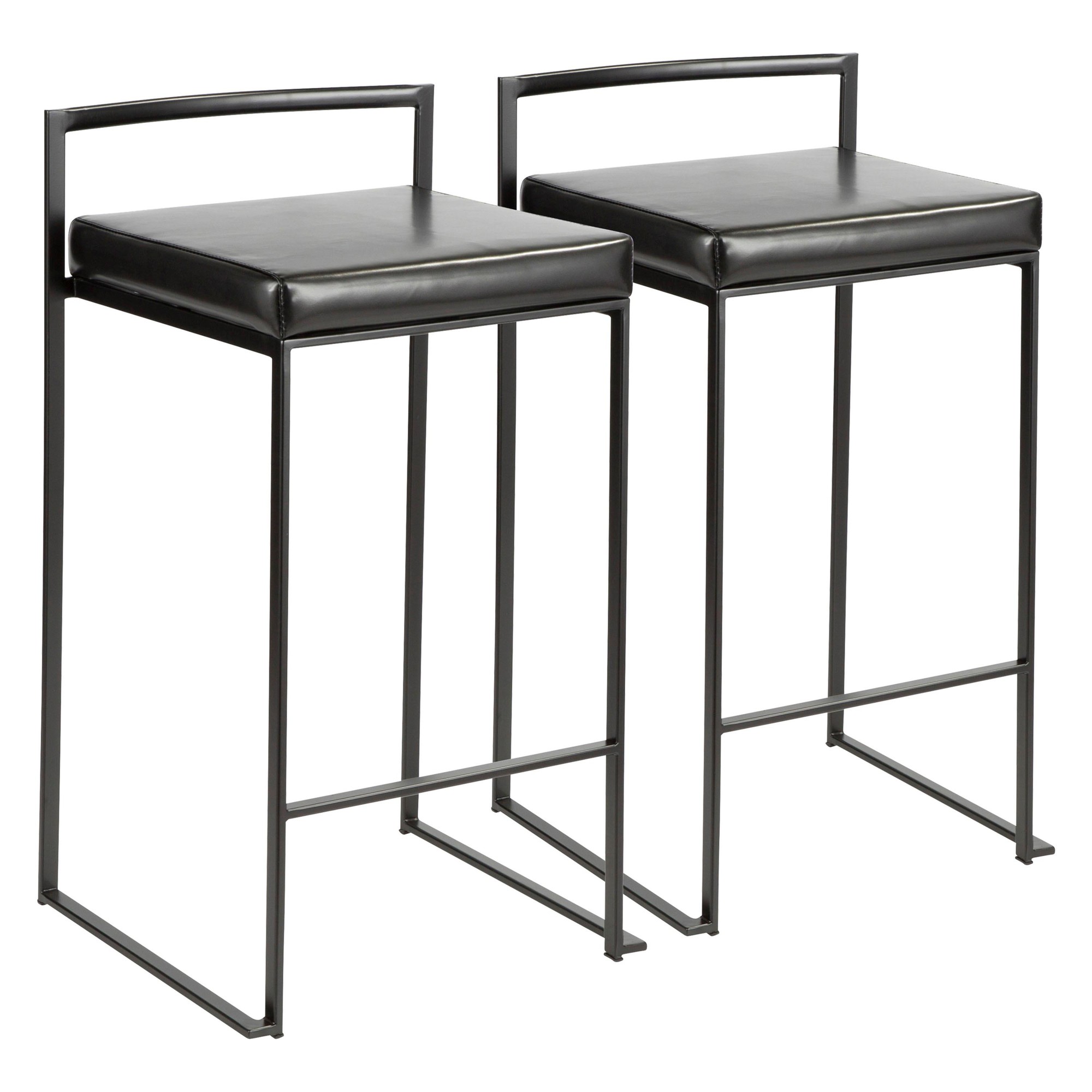 Fuji Black Contemporary Stackable Counter Stools (Set of 2) 6 Fuji Black Contemporary Stackable Counter Stools (Set of 2) - Image 6